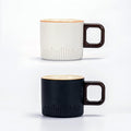Espresso Cups Set of 2, 2 oz Ceramic Espresso Cups, Demitasse Cups for Tea or Coffee (Black&White)