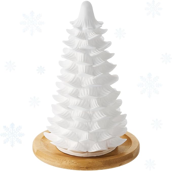 Honeydak Christmas Passive Essential Oil Diffuser Gifts, Christmas Tree Ceramic Diffuser with Wooden Tray for Home Bedroom Bathroom Office Holiday Xmas Decorations