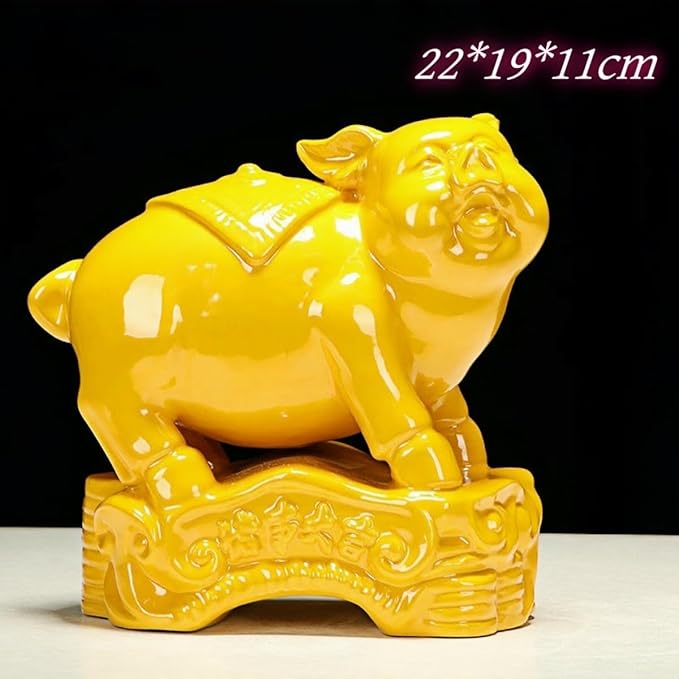 Sculptures/Statues Ceramic Sculpture Cute Golden Pig Home Living Room Tv Cabinet Decoration Ornament Yellow Standing