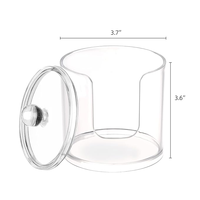 Tbestmax Plastic Cotton Round Holder and Dispenser, Clear Cotton Pads Storage Bathroom Canister Vanity Makeup Organizer