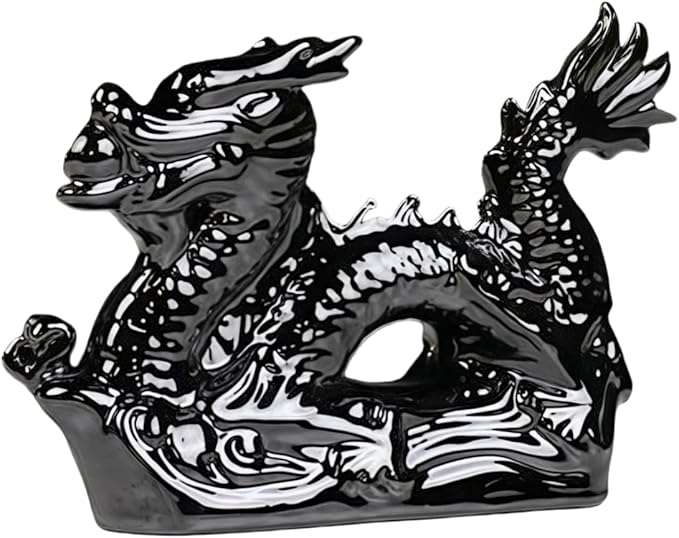 Home Decoration Sculpture Ceramic Zodiac Dragon Sculpture Asian Feng Shui Ornaments Symbolize Power and Nobility Black