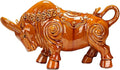 Animal Ornament Sculpture Ceramic Struggling Bull Sculpture Asian Art Decoration Collection Ornaments - Brown
