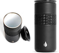 Elemental Artisan Inner Ceramic Coating Tumbler, Triple Wall Coffee Travel Mug, Reusable Stainless Steel Coffee Tumbler with Ceramic Lid for Hot (6 Hrs) & Cold (18 Hrs), 16oz - Black