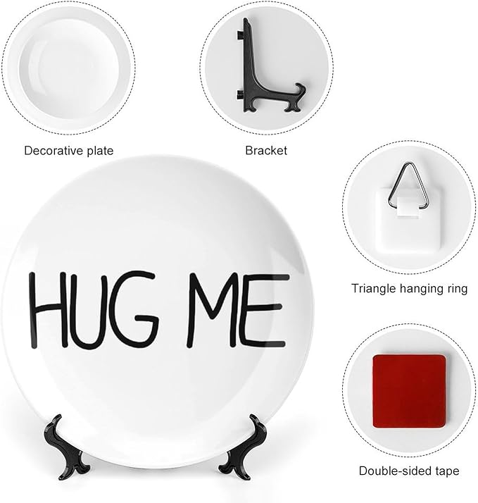 Decorative Plate Hug-me Custom Decor for Home Farmhouse Household Wedding Porcelain Dessert Plate Set with Vertical Stand, Multi Sizes by Choosing, Gifts for Men Women