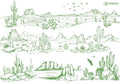 Sanbao Studio Underglaze Transfers, Ceramic Decals - Desert (Green)