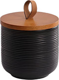Ceramic Canister with Airtight Seal Lid, Kitchen Canisters for Countertop, Black Food Storage Jar for Flour, Coffee Bean, Sugar, Tea, Spices and More, Home Decor (260ml/8.79oz)