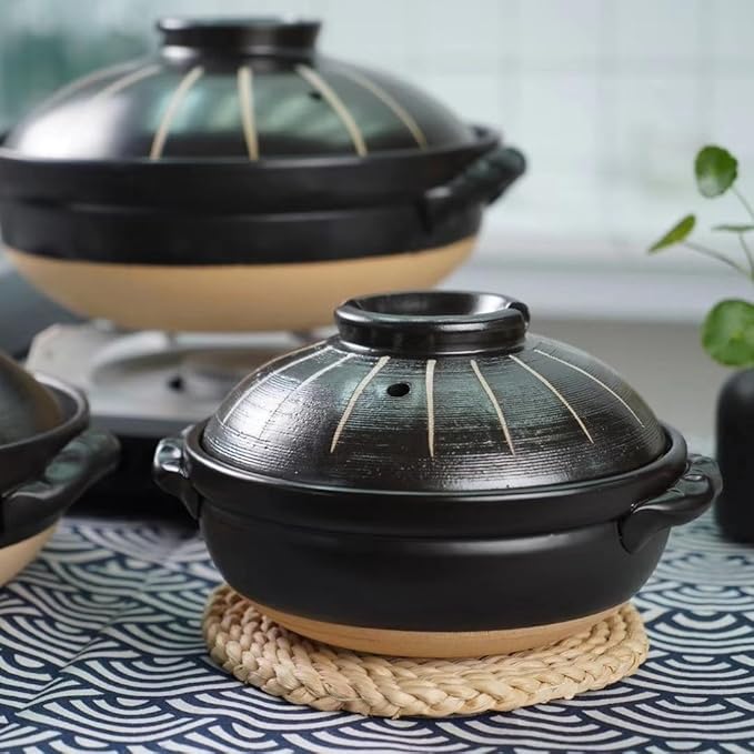 Rice Cooker and Claypot Cooking Pot, Japanese Ceramic Casserole, 2800ml Korean Stone Pot with Lid, Dolsot Pot for Sizzling Meals, Stoneware Clay Nabe Pot for Stovetop Stew,1700ML,A