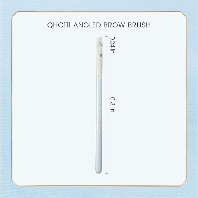 Indigo Artisan Series Angled Eyebrow Brush - 25° Slanted Soft Nylon Bristles for Natural Brows & Eyeliner, Blue Porcelain Ferrule & Lacquered Wood Handle (QHC 111)