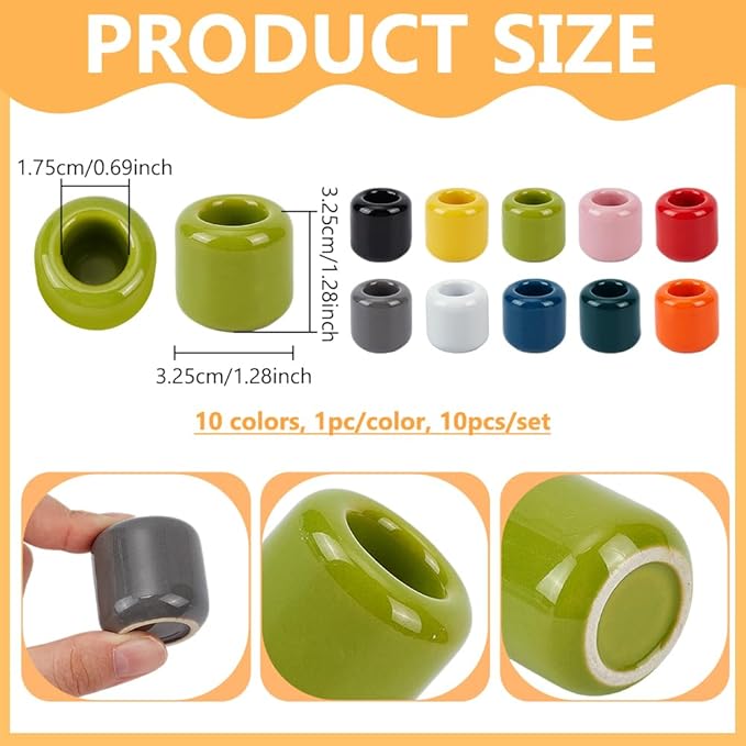 NBEADS 10 Pcs Ceramic Chime Candle Holder Set, 10 Colors Ceramic Candle Holder Handmade Candlestick Holder Set for Home Decor Dinning Wedding Party Aromatherapy Votive, Inner Diameter: 0.7inch