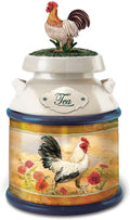 The Bradford Exchange Country Morning Tea Issue #1 Limited-Edition Food Safe and Country Chic Kitchen Canister Collection with Rooster Artwork by Dona Gelsinger 11-inches