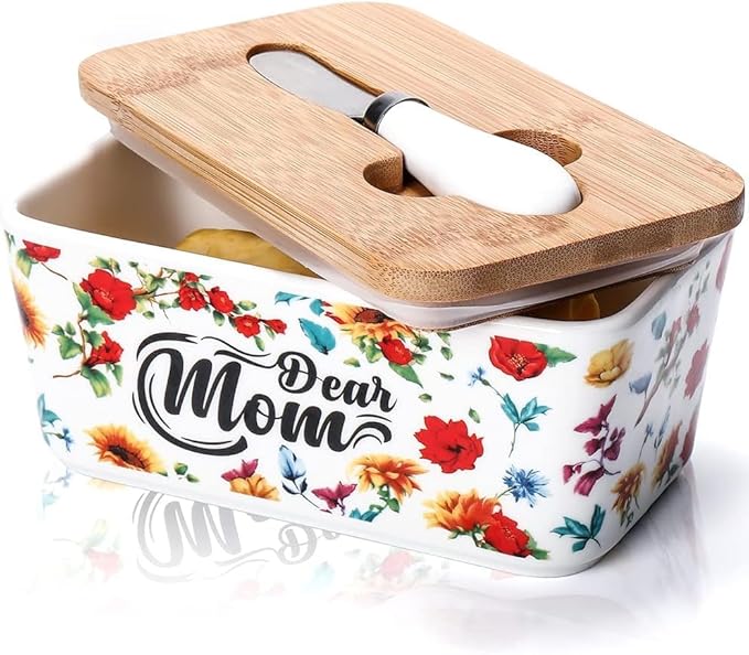 Gifts for Mom Birthday Gifts for Women Dear Mom Thanksgiving Christmas Birthday Mothers Day Gifts for Mom Butter Dish with Lid
