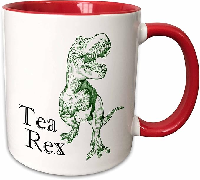3dRose Tea Rex. 15oz Two-Tone Red Mug