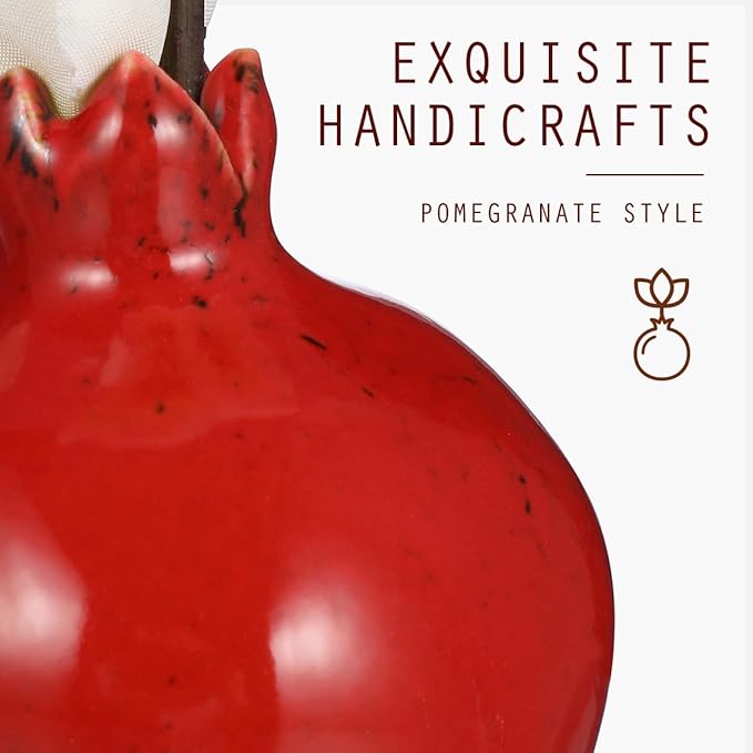 DECHOUS Small Ceramic Vase - Vintage Pomegranate Shape Flower Bud Vase Unique Aesthetic for Home Office Shelf Table Floral Arrangement, 3.3x2.7 Inch