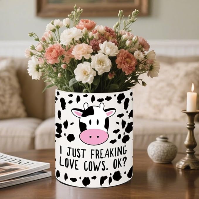 Cow Kitchen Decor, 6.5inch Ceramic Utensil Holder with Cow Design, Rustic-Style Indoor Kitchen Utensil Storage Rack, Ideal for Spoon Storage and Cooking Tools, Gift for Kitchen Organizers