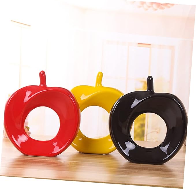 PRETYZOOM 1pc Ceramic Apple Figurine Sculpture Handmade Decorative Ornament for Desktop Decor Adorable Home Accent Present for Housewarming and Special Occasions Design