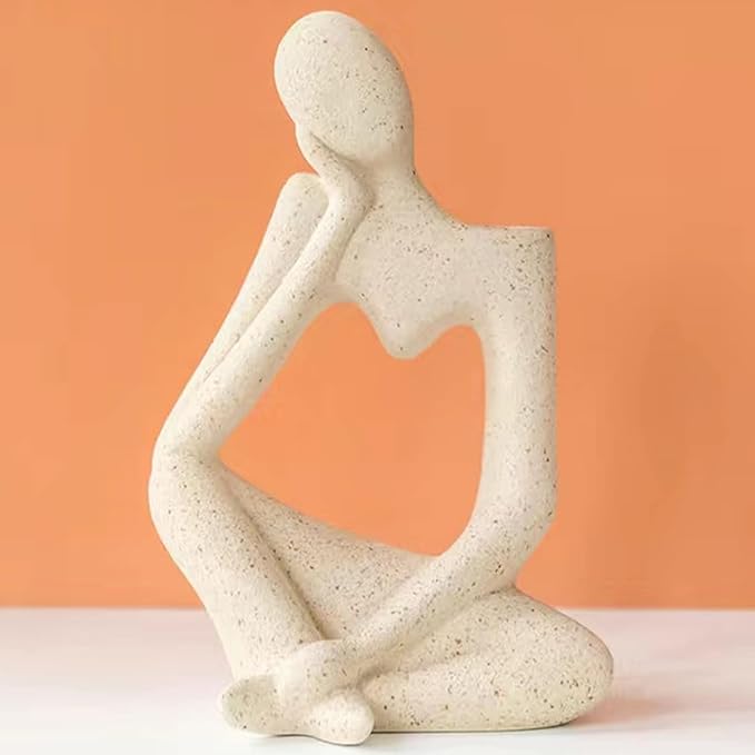 White Thinker Ceramic Flower Vase for Home Decor Modern Cute Boho Vases for Table Room Decor Unique Aesthetic Vase Ceramic Decorative Vases for Centerpieces Birthday Gifts for Women Men