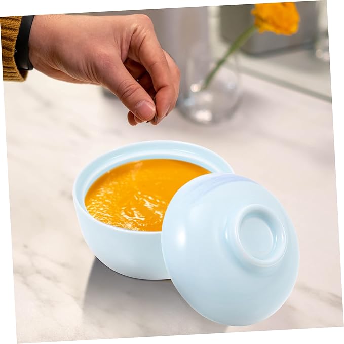 VALICLUD Japanese Porcelain Egg-Shaped Soup Bowl Creative Dessert Stew Dish Ceramic Kitchen Tableware for Home Cooking and Serving