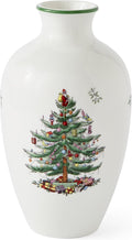 Spode Christmas Tree 10" Posy Vase - Elegant Ceramic Flower Vase, Holiday Centerpiece for Floral Arrangements & Home Decor - Beautiful Handcrafted Accent for Festive Decorations