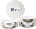 TAMAYKIM 18 Pieces 6 Inch Porcelain Dessert Plates, Small Appetizer Dinner Plate, Round Dinnerware Sets, Scratch Resistant, Microwave, Oven, and Dishwasher Safe, White