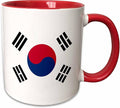 3dRose Flag of South Korea - Korean white red blue taegeuk circle black trigrams - Taiji Yinyang Taegeukgi 11oz Two-Tone Red Mug