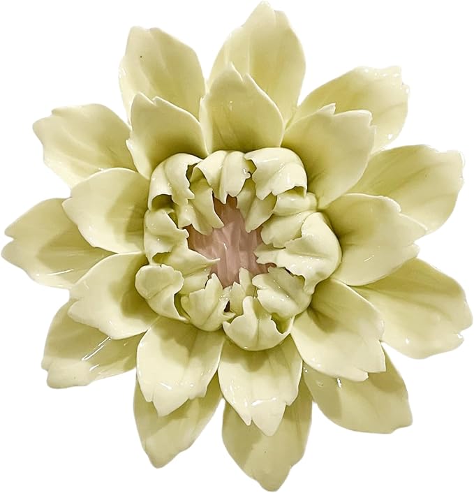 CEUYGT Handmade Ceramic Wall Flower Decor - Yellow King Protea Design, Elegant Home Wall Art for Living Room, Bedroom, or Office Decoration Yellow 4.72"(Large)