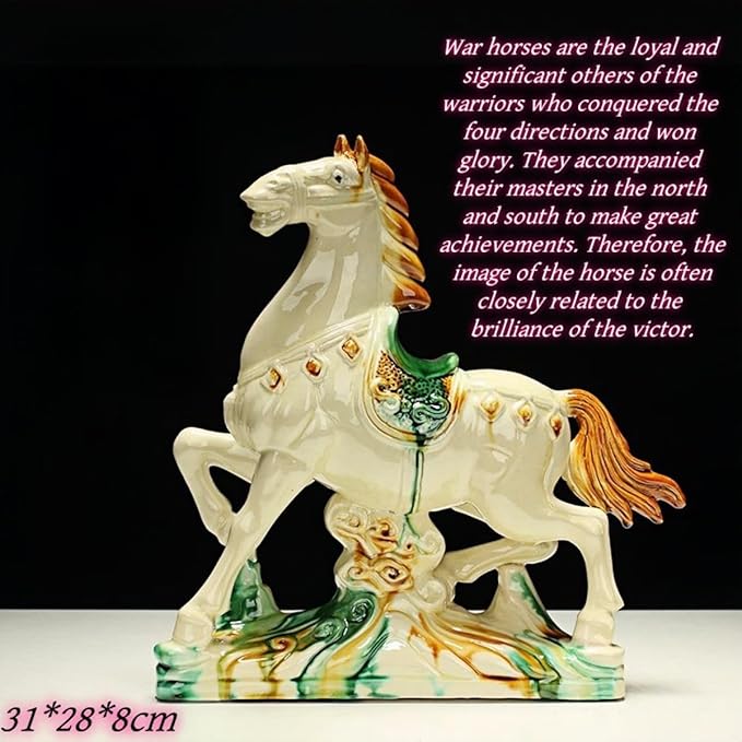 Sculptures/Statues Ceramic Horse Sculpture Home Office Living Room Ornaments High-End Feng Shui Decorations Asian Art Brown Trumpet
