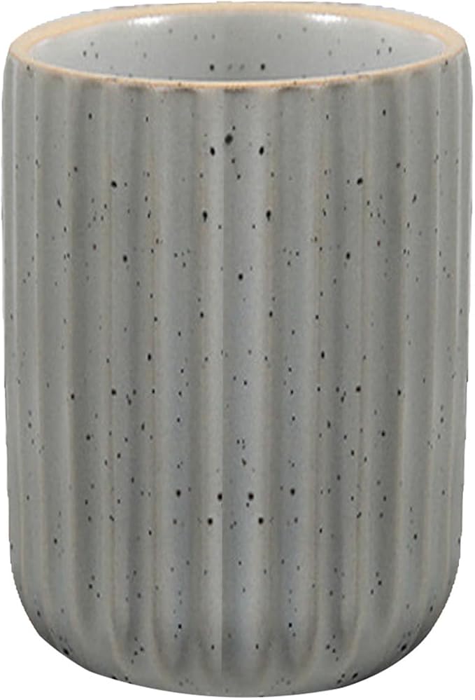 Nordic Ceramic Mug, Japanese Tea Cup 10oz Striped Cup No Handle Drinking Cup for Latte Milk Water Beverage Juice Microwave and Dishwasher Safe (Nordic Grey)