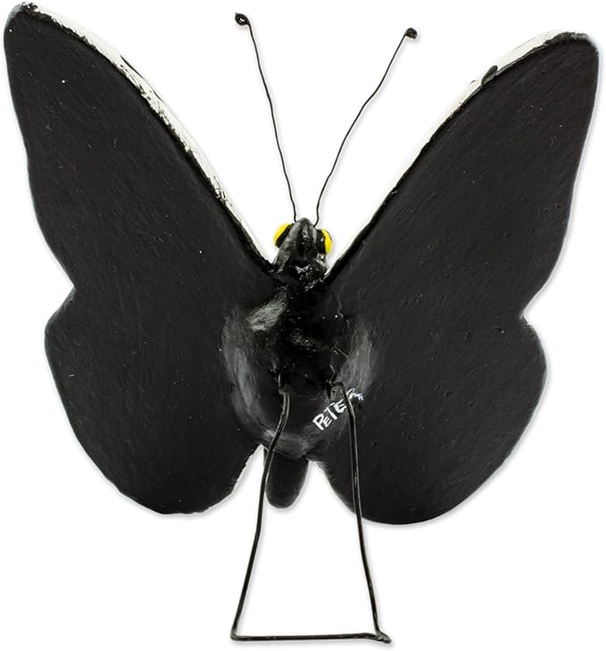 NOVICA Black White Animal Themed Ceramic Sculpture 'Forest Nymph Butterfly'
