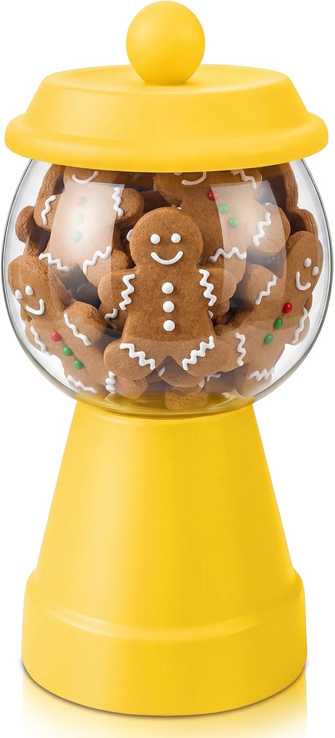Thyle 27 oz Plastic Candy Jar with Lid Ceramic Candy Jar Food Storage Container for Easter Wedding Party Centerpieces DIY Gifts Game Table Ornament Holder Treats(Yellow)