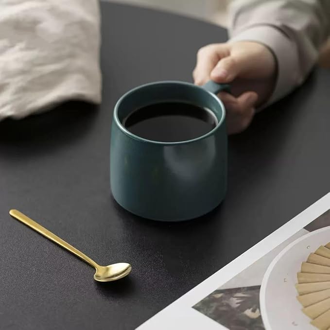 12oz Japanese Minimalistic Asian Aesthetic Rustic Handmade Ceramic Pottery Coffee Mug, Lead-Free Glaze Artisanal earthen Tea Mug, Sturdy Tea cup with handle, Handmade stoneware mugs for office (Teal)