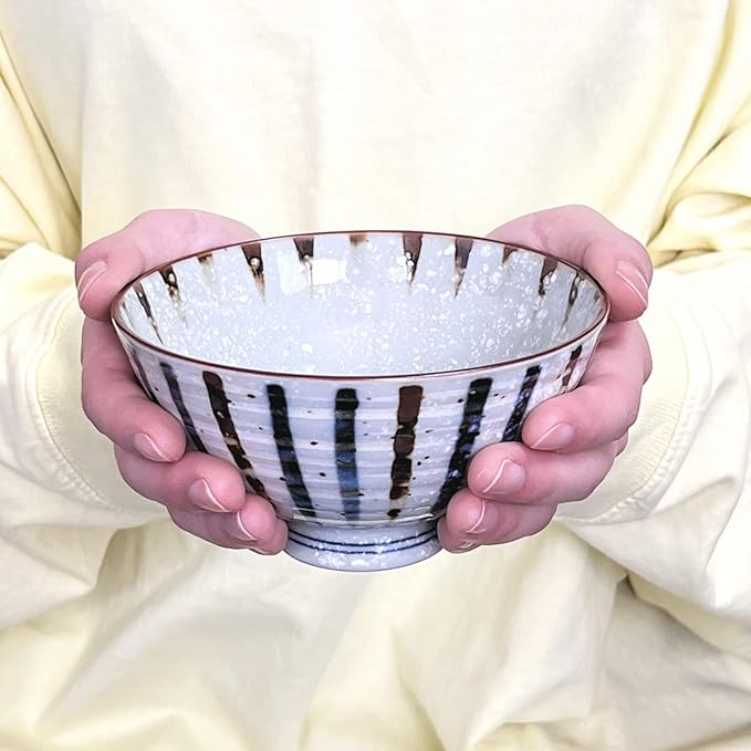 Traditional Style Japanese Ceramics Rice Bowl Chawan Pottery, Dishwasher Microwave Safe Made in Japan (Sabitokusa, Medium (oohira))