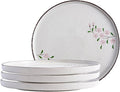 Pink Sakura Ceramic Appetizer Plates, 8-Inch Round Serving Plates for Snacks, Side Dishes (4)