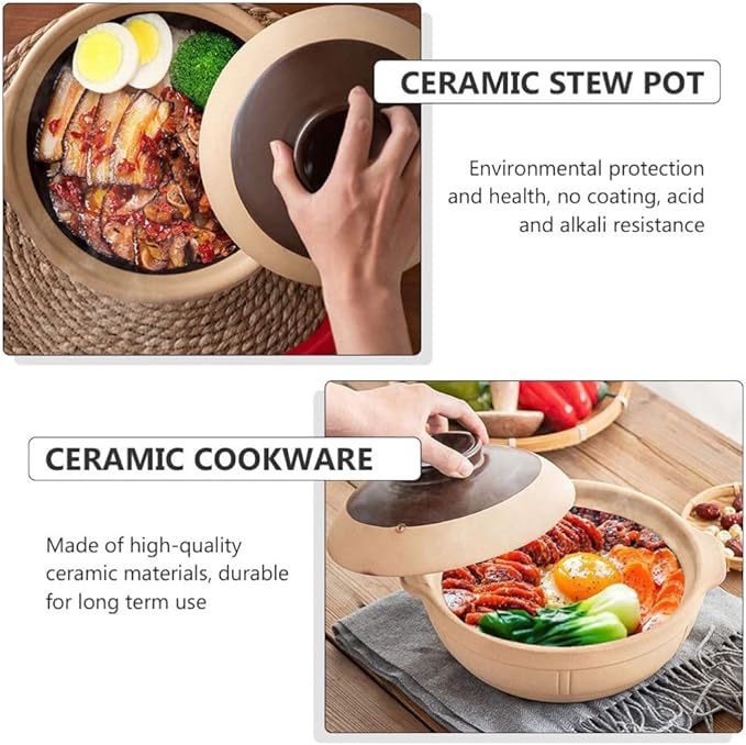 Large Ceramic Bowls, 1 Pc ceramic casserole boiling pot Porcelain Hot Pot Pot korean stone pot Oven enamelware cookware - Soup Pot induction ceramics -20.5X20.5X7CM(18.5X18.5X7CM)
