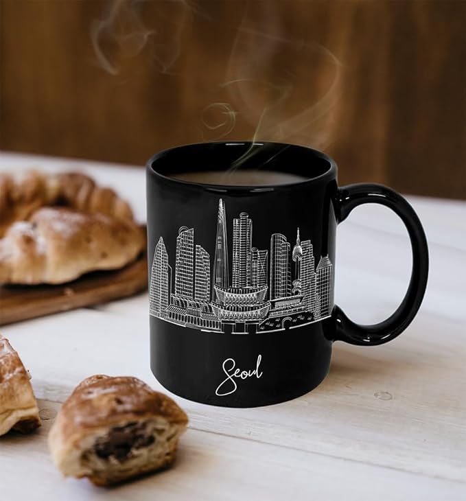 Seoul Skyline Ceramic Mug, Asia Keepsake 11oz White Mug, Custom Coffee Cup, Gift For Birthday, Asia Skyline Coffee Cup, Mugs for Women, Personalized Coffee Mugs