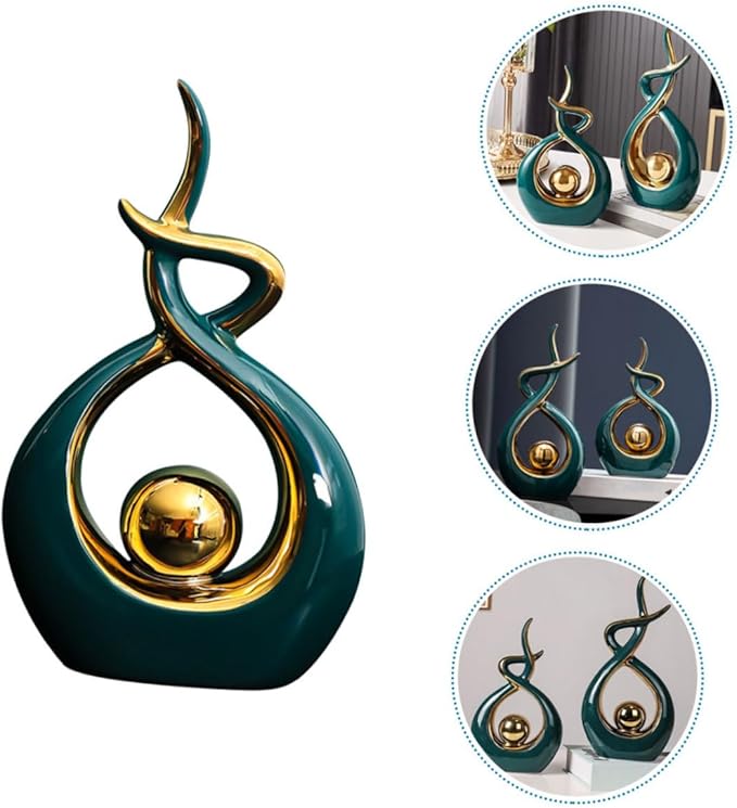 OUNONA Modern Abstract Ceramic Sculpture Decor Artistic Figurine for Bookshelf Living Dining Table Unique Home Accent Lightweight and Stylish Present Idea