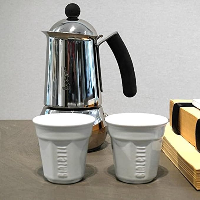 Bialetti Y0TZ502 6 espresso cups, porcelain, white, 6 pieces (pack of 1),