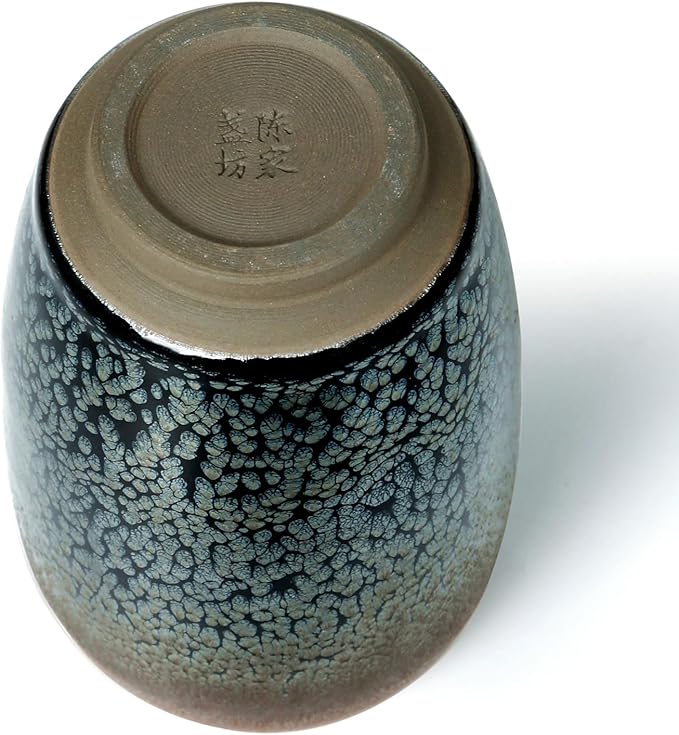 Porcelain Coffee Mug 12 oz, Brilliant Floral Glaze Jianzhan Tenmoku Tea Cup, Handmade Cylindrical Ceramic Mug with no Handles for Coffee, Beer and Tea (Hundred Flowers Glaze)