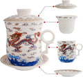PLESIU Tea Talent Porcelain Tea Cup with Infuser Lid and Saucer Sets - Chinese Jingdezhen Ceramics Coffee Mug Teacup Loose Leaf Tea Brewing System for Home Office