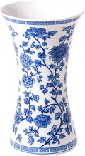 Modern Blue and White Porcelain Vase - Chinoiserie Ginger Jar for Home Decor, Floral Arrangement, 11-Inch Height Handcrafted Ceramic Vase