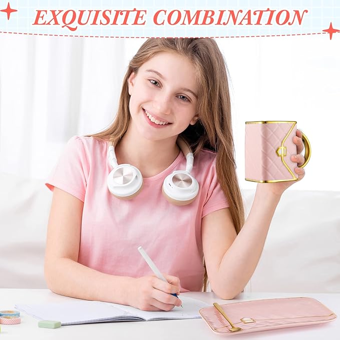 Sliner Handbag Coffee Mug Set- 4 Sets Handbag Coffee Mug with Saucer Spoon 10 Oz/ 310 ml - Cute Ceramic Creative Tea Cup for Women Girls Valentines Gift(Classic)