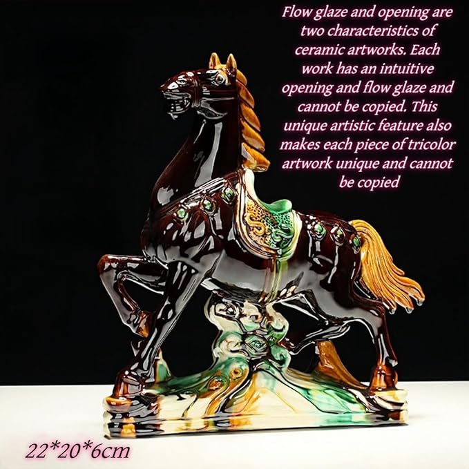 Ceramic Sculptures Ceramic Horse Sculpture Home Office Living Room Ornaments High-End Feng Shui Decorations Asian Art White Trumpet