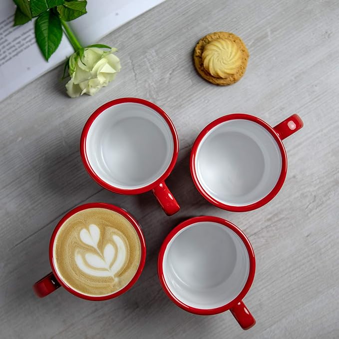 City to Cottage Handmade Red and White Polka Dot Ceramic Extra Large 17.5oz/500ml | Hot Chocolate, Coffee, Tea Mug, Cup with Handle Unique Designer Pottery Gift for Tea Lovers