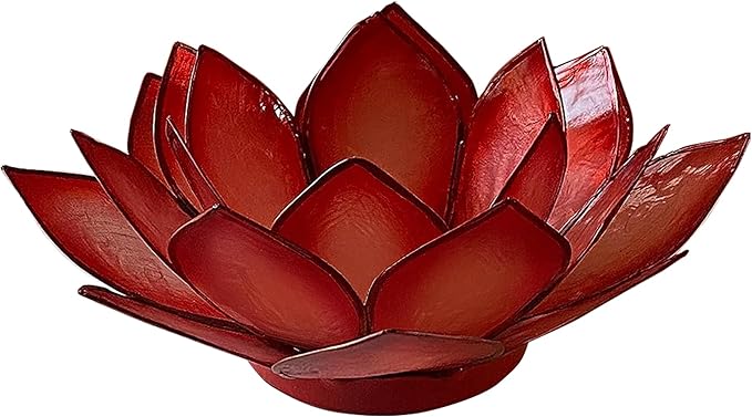 Om Gallery Capiz Shell Lotus Flower Decor Tealight Candle Holder for Serene Ambiance - Handmade Decorative Candle Holders for Meditation, Yoga, and Relaxation, Horizon
