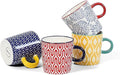 Selamica Ceramic 3.5 Oz Espresso Cups, Espresso Mugs 2.5 Inch Demitasse Cups, Mini Coffee Cups for Latte Mocha Lungo Tea, Set of 4, Assorted Colors