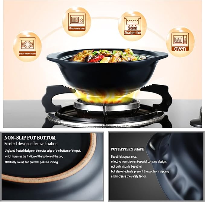 Terracotta Casserole Pot Ceramic Casserole Clay Pot, Korean Stone Pot - Easy to Clean, No Cracking at High Temperature, Simmered Or Stewed Household 770 ML