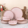 AmorArc Ceramic Dinnerware Sets for 4, 12 Pieces Handpainted Plates and Bowls Set with Rustic Terracotta Underside, Scratch Resistant Stoneware Dishes Set, Dishwasher & Microwave Safe