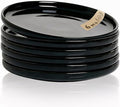 Ceramic Appetizer Plates Set of 6,Small Mini Dessert Plates 6 Inch,Black Round Salad Plate,Porcelain Cake Plates for Waffle,Pie,Saucers,Snack,Cat Dishes,Microwave & Dishwasher Safe