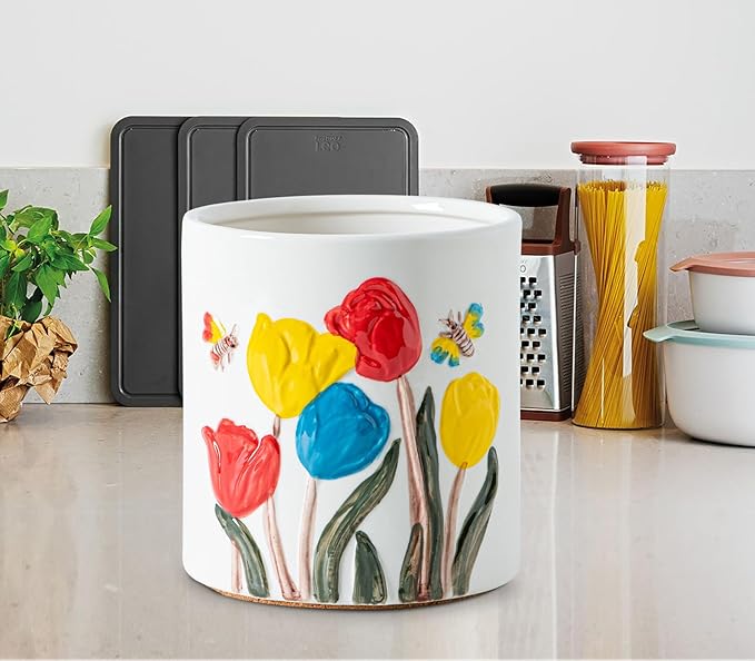 Tulip Ceramic Kitchen Utensil Holder White