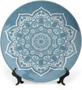 7 Inch Decorative Plate, Lotus Ceramic Plate, Cultural Universe Symbol Floral Mandala with Lace Boho Print Ceramic Wall Hanging for Fine Dining Upscale Events, Dinner Parties, Weddings, Catering