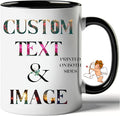 Custom Coffee Mug with Photo, Text, or Logo | Personalized Ceramic Mug 11oz | Customizable Gift for Men, Women | Unique Gift for Birthdays, Holidays, Christmas | White - Black